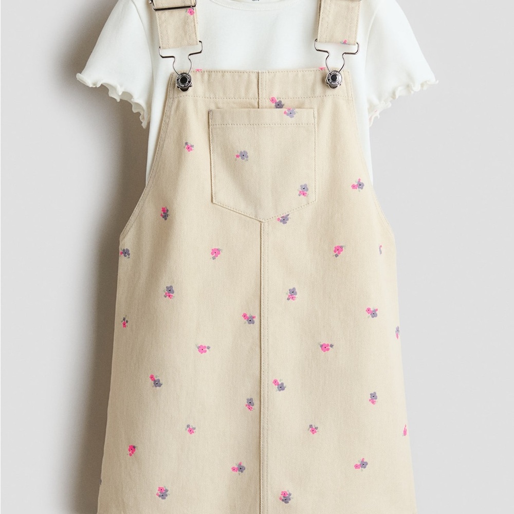 H&M KIDS 2-PIECE COTTON SET OVERALLS DRESS